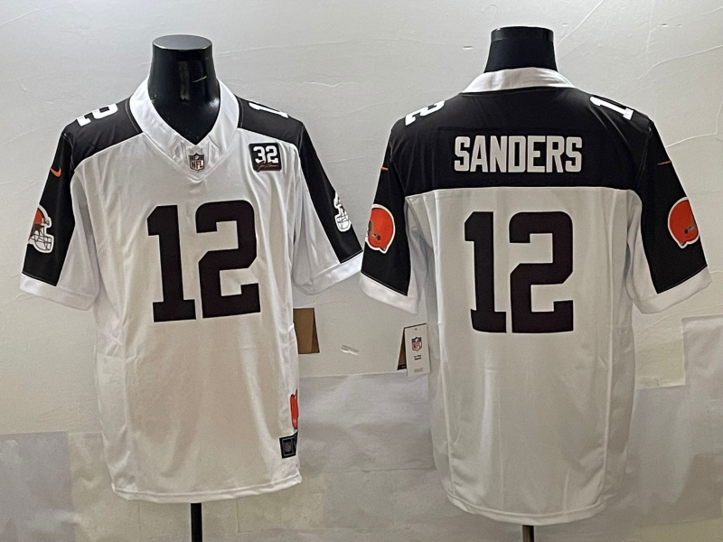 Men Cleveland Browns 12 Sanders white Nike NFL 2025 Jersey 003